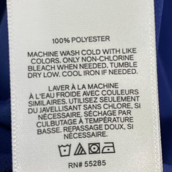 NEW Express Womens Large Royal Blue Pleated Shoulder Blouse Long Sleeve Shirt - Picture 5 of 10